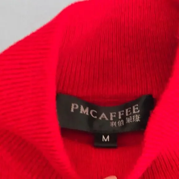 NWT Women's Red Cashmere Sweater M Mock Neck Classic Holiday Christmas Luxury - Picture 3 of 7